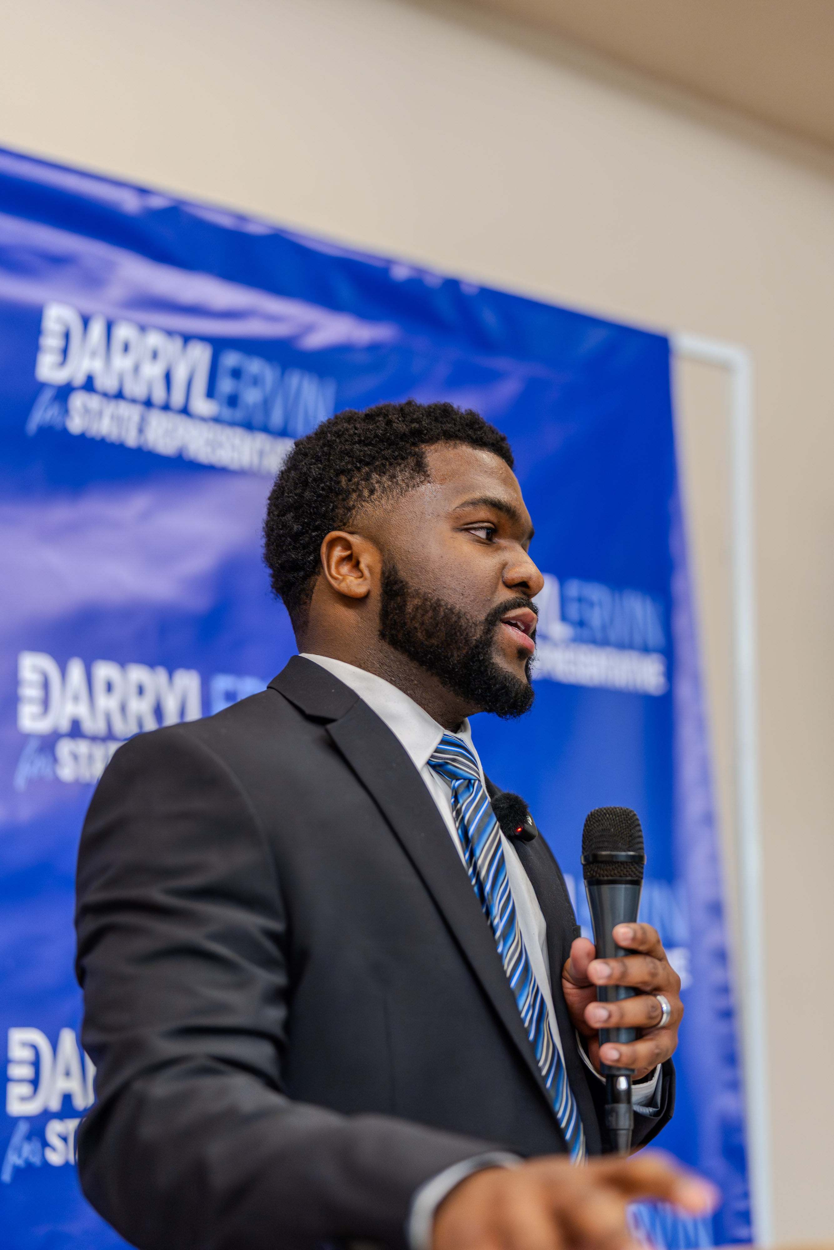 Darryl Ervin smiling during a campaign event